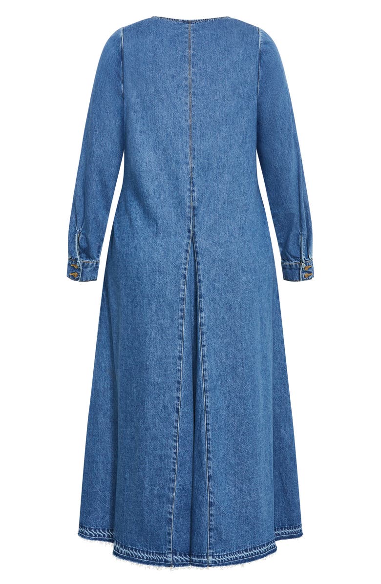 City Chic Ivy Long Sleeve Denim Midi Dress, Alternate, color, 