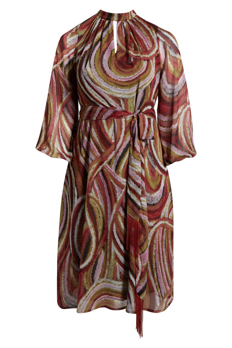 Chiffon Midi Dress, Alternate, color, OLIVE MULTI