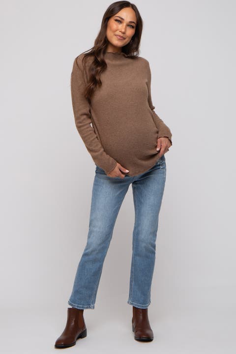 Distressed Crop Maternity Jeans