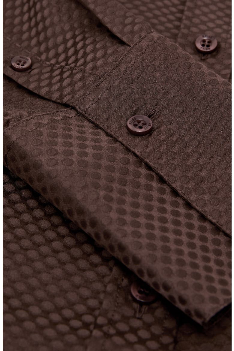 Aliana Silk Button-Down Shirt, Alternate, color, MOCHA BROWN