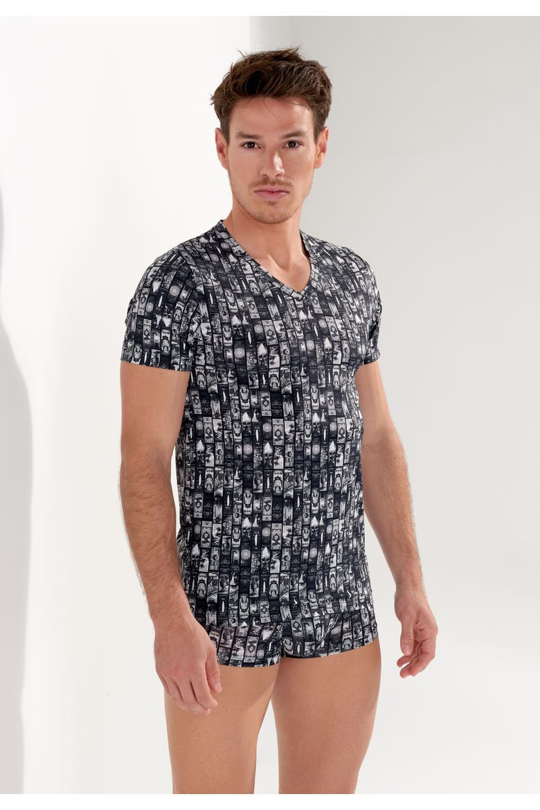 Rockcity Tee-Shirt V Neck, Alternate, color, Dark Grey Print