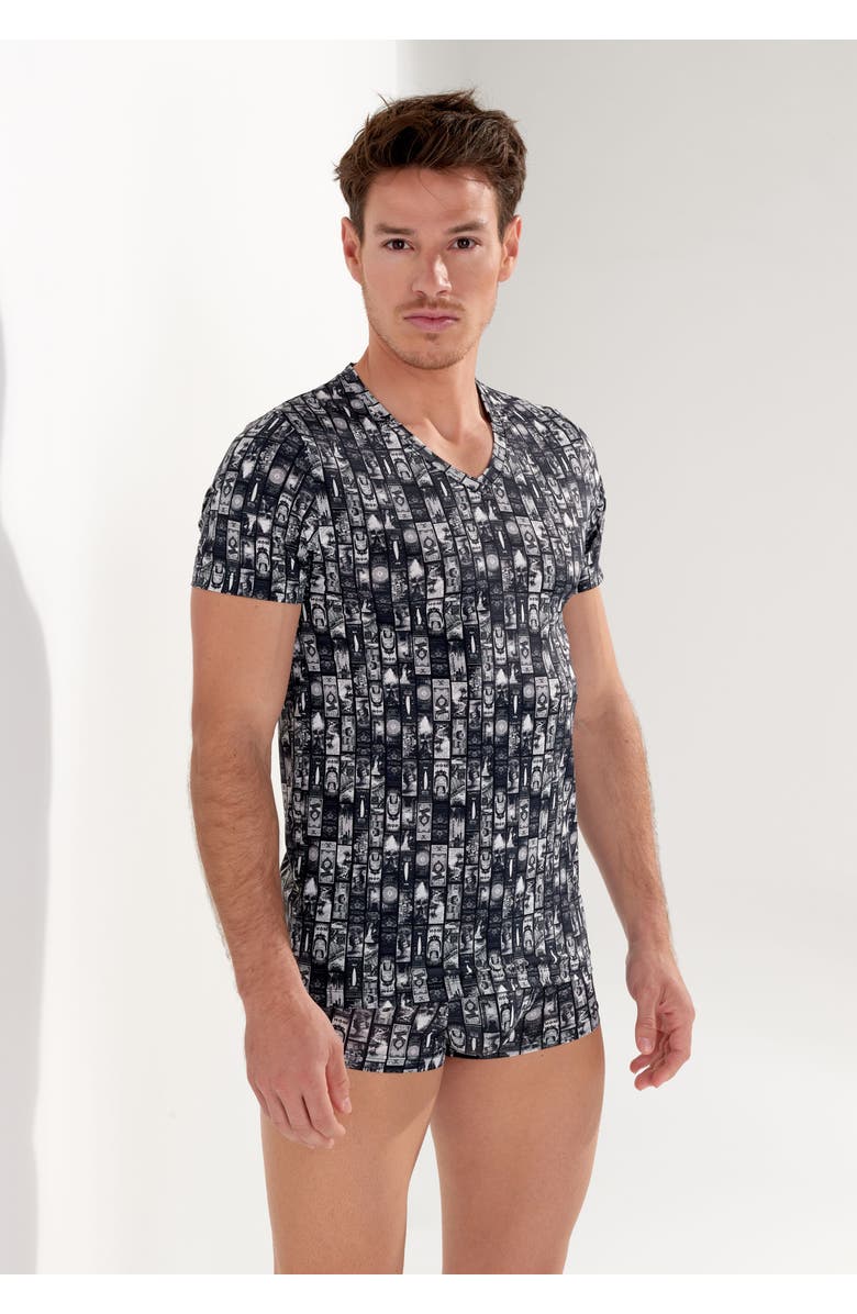 HOM Rockcity Tee-Shirt V Neck, Alternate, color, Dark Grey Print