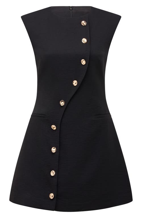 Ever New Julieta Asymmetric Button Sleeveless Minidress In Black