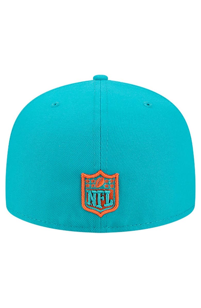New Era Men's New Era  Aqua Miami Dolphins Group Chat 59FIFTY Fitted Hat, Alternate, color, Aqua