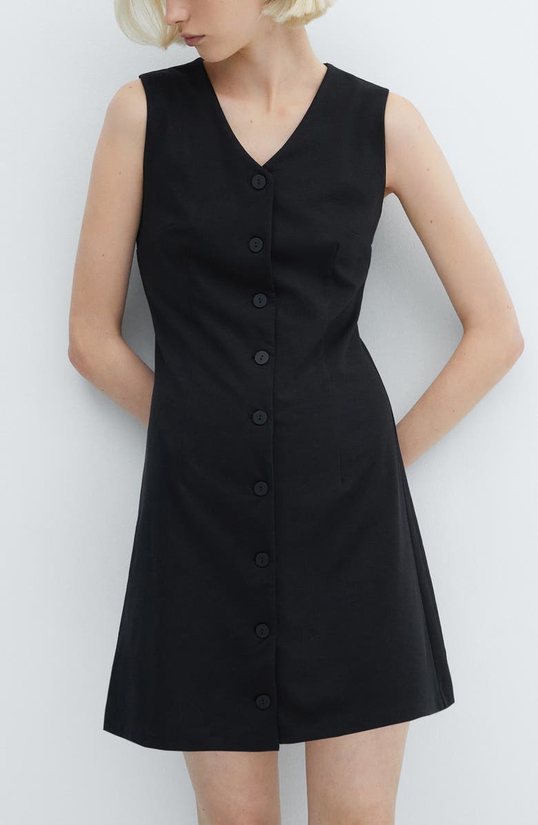 MANGO Sleeveless Mini Shirtdress, Alternate, color,