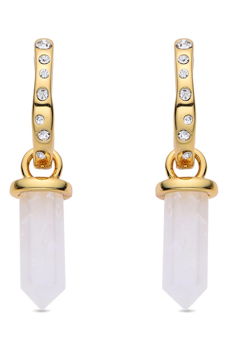 EYE CANDY LOS ANGELES Clear Quartz Huggie Hoop Earrings, Alternate, color, Gold