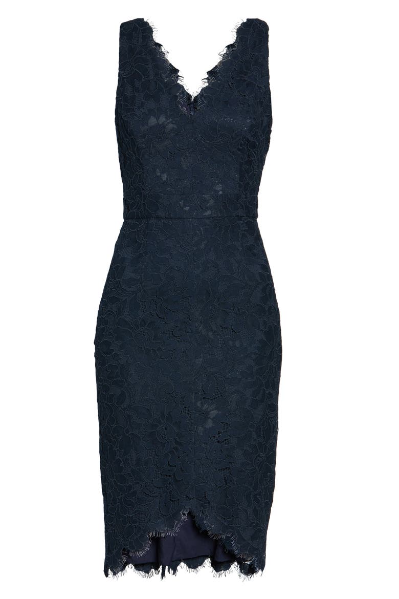 Tulip Hem Lace Cocktail Dress, Alternate, color, NAVY