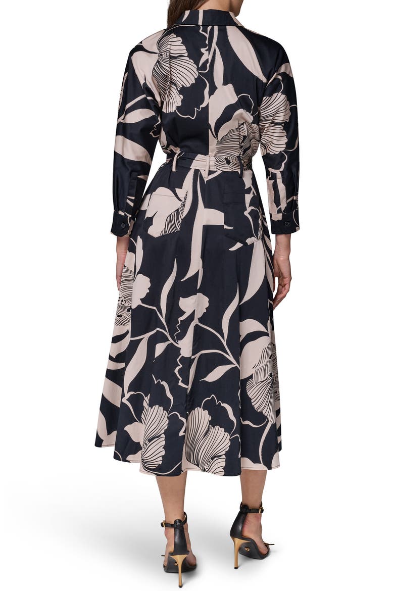 Floral Long Sleeve Fit & Flare Shirtdress, Alternate, color, BLACK/ OAT MULTI