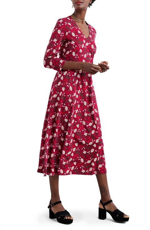 Nancy Floral Print Organic Cotton Blend Maxi Dress