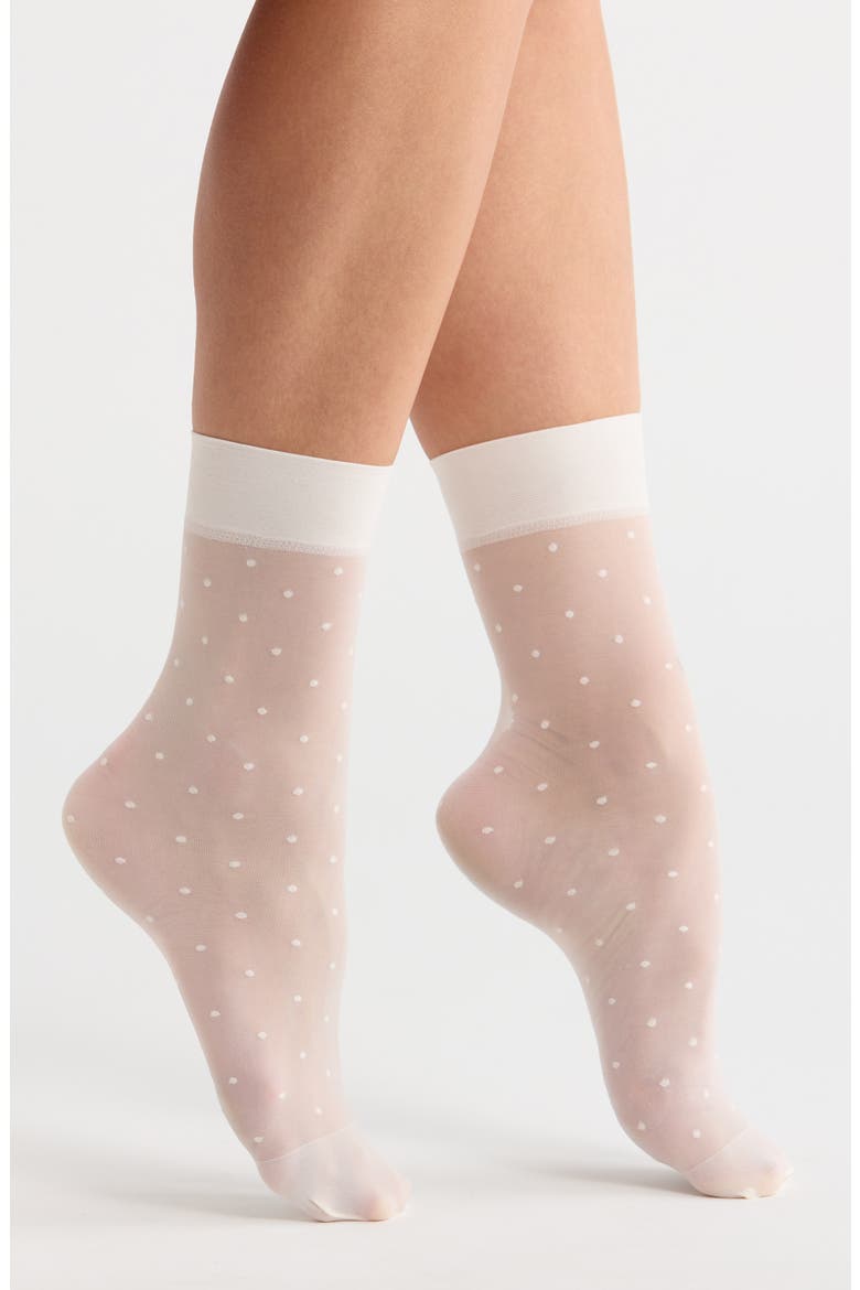 Everyday Sheer Dot Ankle Socks, Main, color, IVORY EGRET