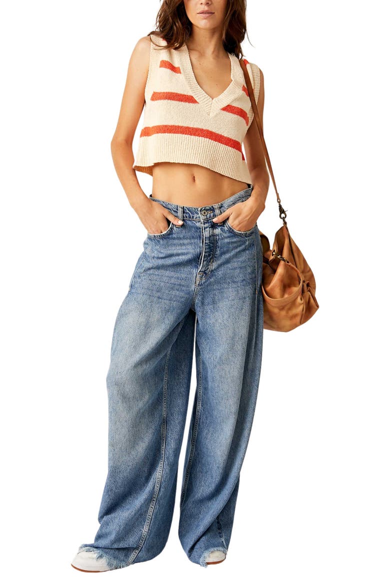Santa Monica Crop Sweater Vest, Alternate, color, PROSECCO POLLEN COMBO