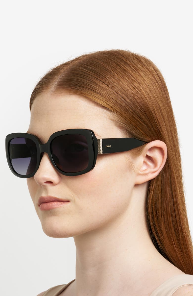 Fossil 54mm Gradient Rectangular Sunglasses, Alternate, color, Black
