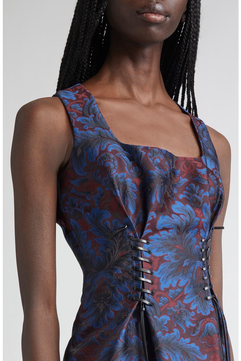 Paisley Jacquard Corset Sheath Dress, Alternate, color, MULTICOLOR BLUE BASE