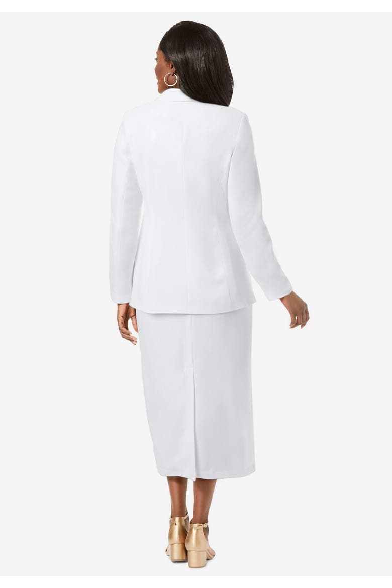 2 Piece Stretch Crepe Single Breasted Skirt Suit, Alternate, color, WHITE