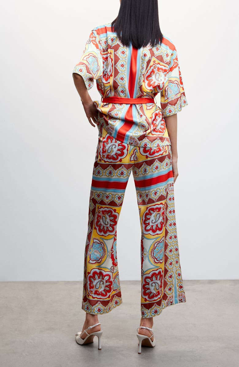 MANGO Baroque Print Wide Leg Pants, Alternate, color, 