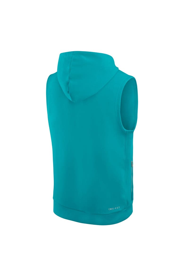 Men's Nike Aqua Miami Dolphins Sideline Performance Sleeveless Pullover Hoodie, Alternate, color, Aqua