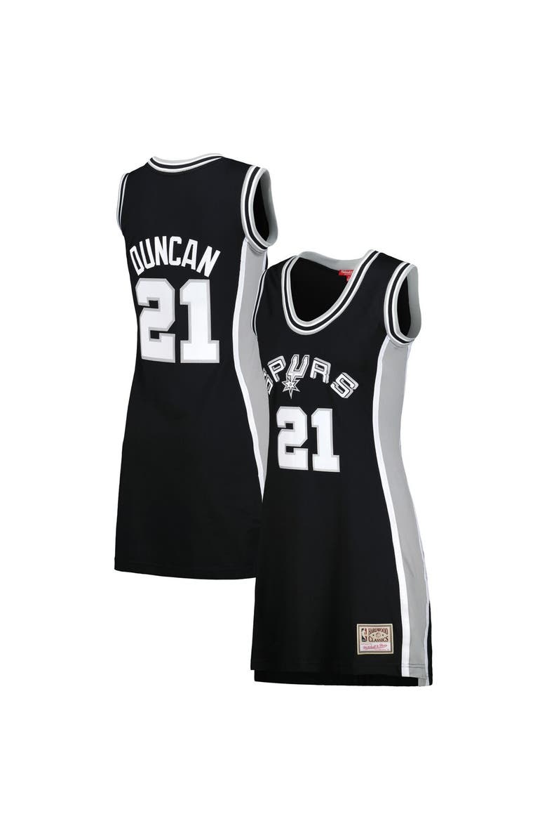 Mitchell & Ness Women's Mitchell & Ness Tim Duncan Black San Antonio Spurs 1998 Hardwood Classics Name & Number Player Jersey Dress, Main, color, 