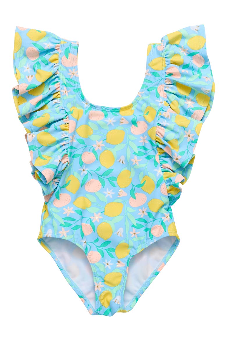 Wide Frill One-Piece Swimsuit, Main, color, BLUE MULTI