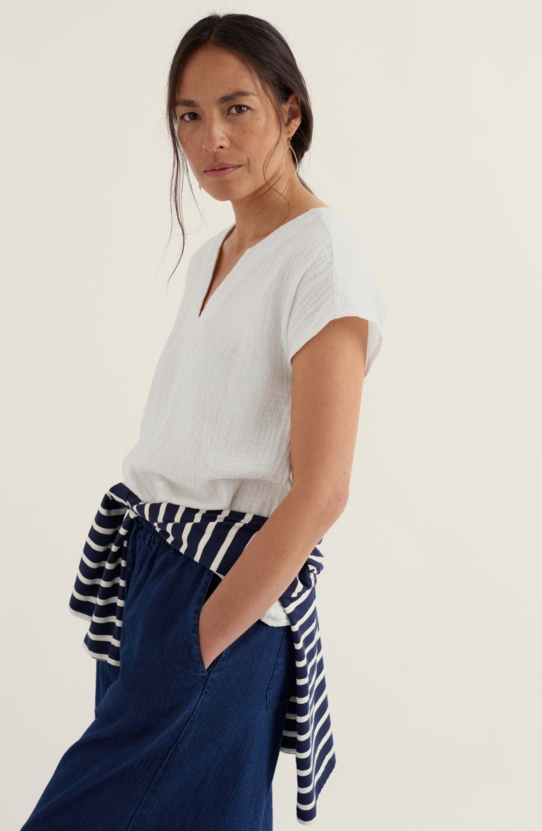 Seasalt Cornwall Landscape Organic Cotton Gauze Top, Alternate, color, Chalk
