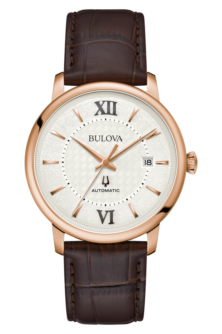 Hudson Leather Strap Watch, 39mm, Main, color, ROSE GOLD-TONE