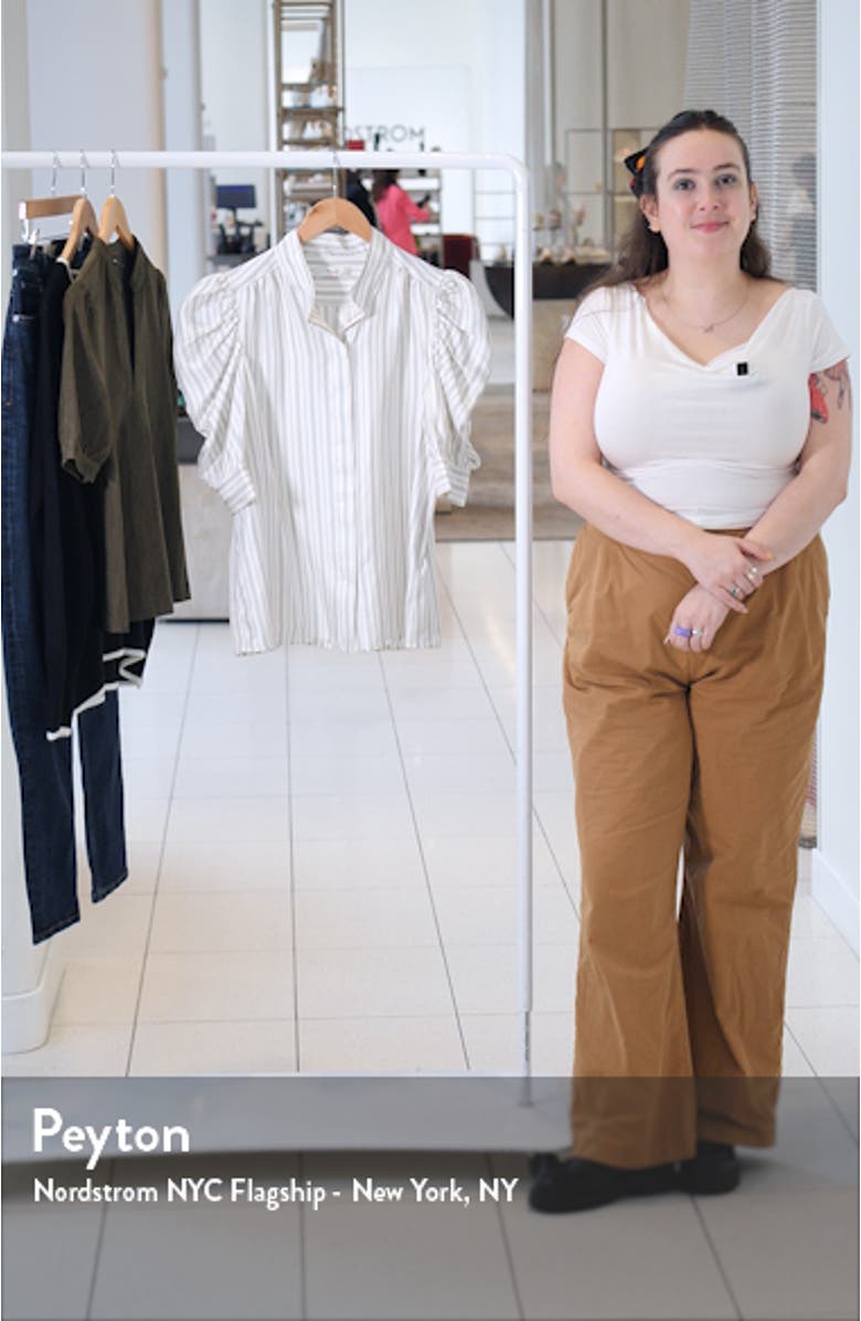 Gillian Stripe Silk Button-Up Shirt, sales video thumbnail