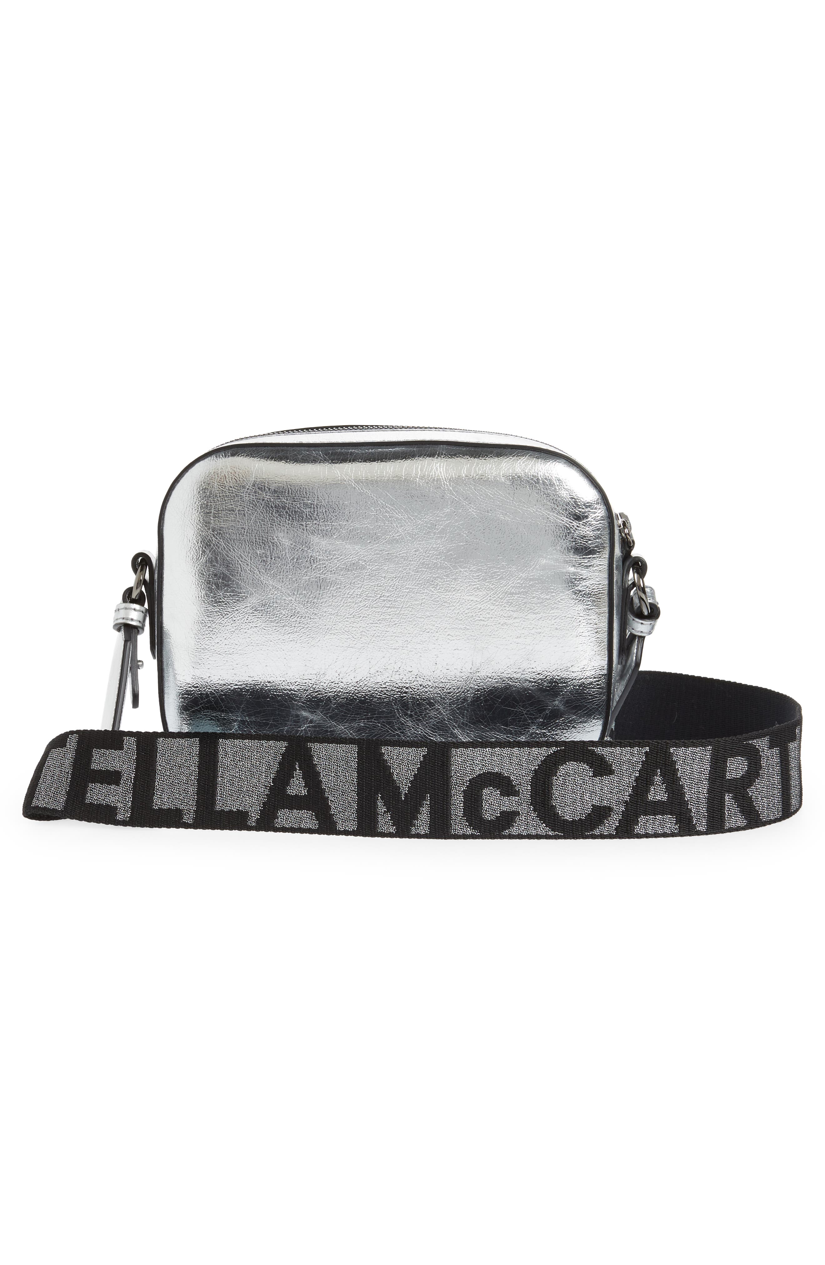 Stella McCartney Small Metallic Faux Leather Camera Bag, Alternate, color, 