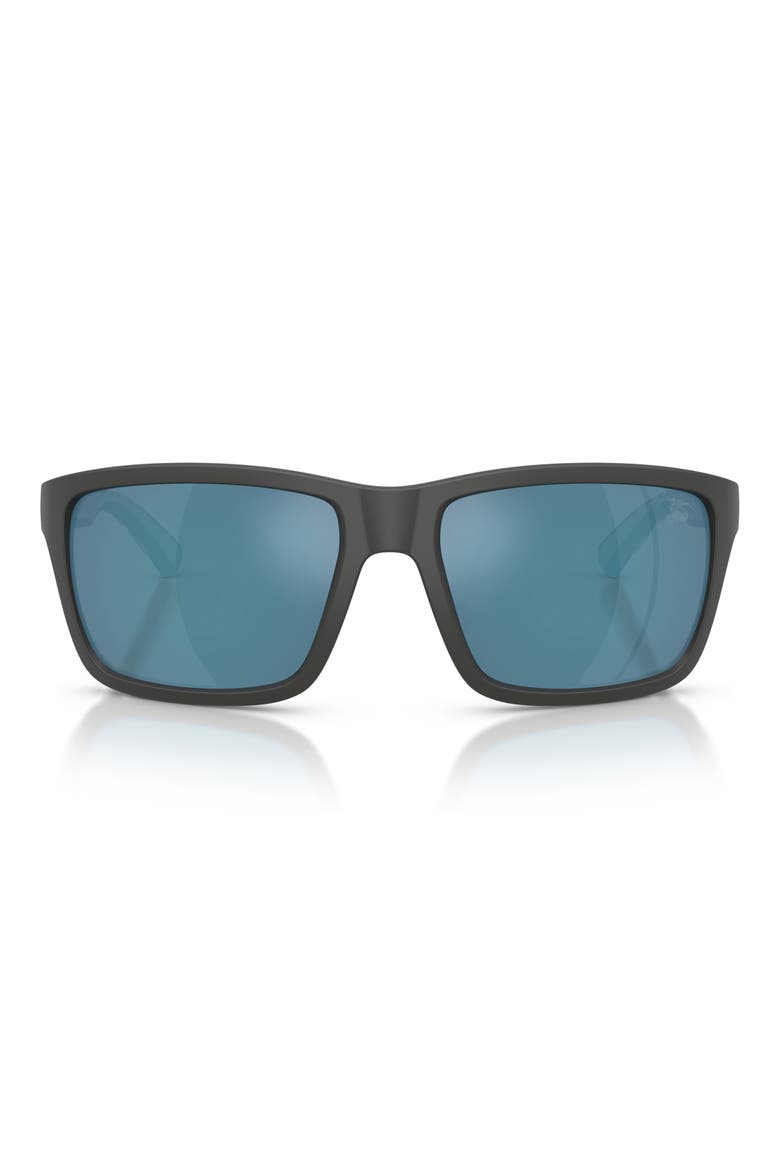 60mm Rectangle Sunglasses, Main, color, MATTE GREY / DARK BLUE BLUE