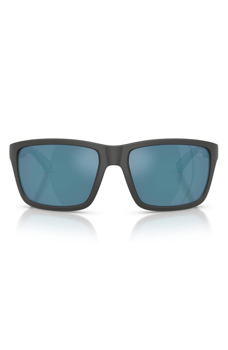 Burberry 60mm Rectangle Sunglasses, Main, color, Matte Grey / Dark Blue Blue