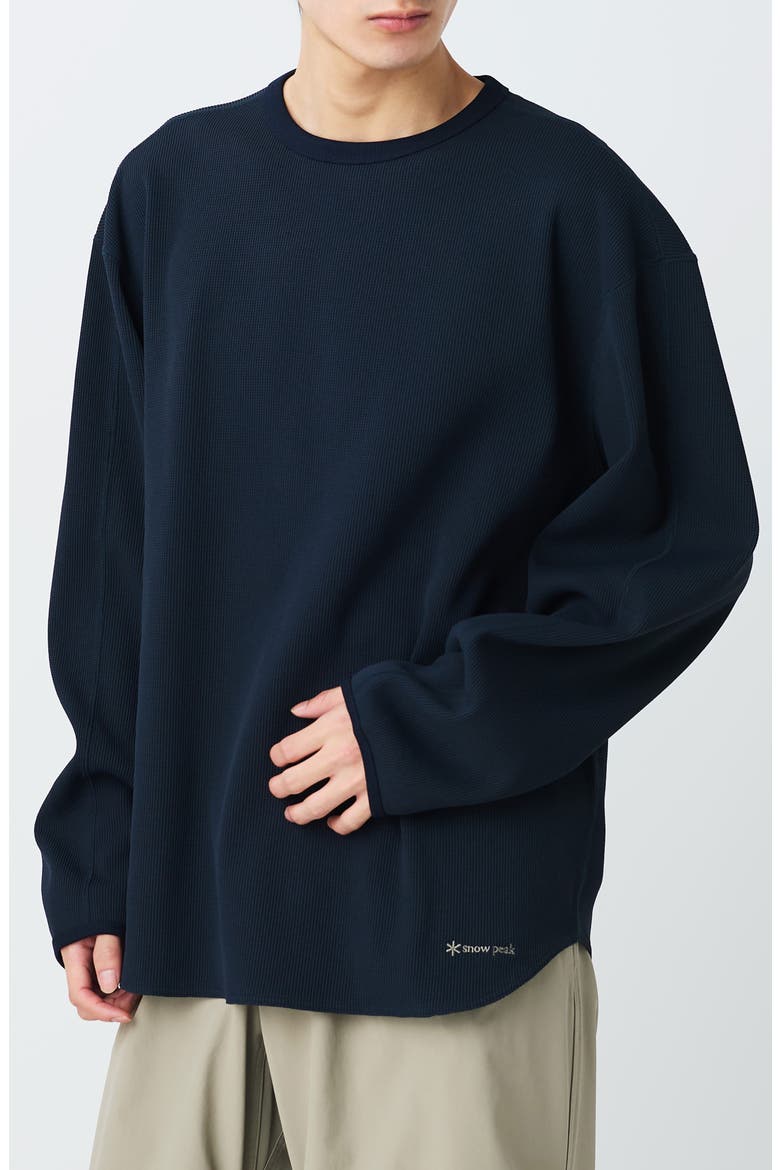 Dry Waffle Long Sleeve T-Shirt, Main, color, DARK NAVY
