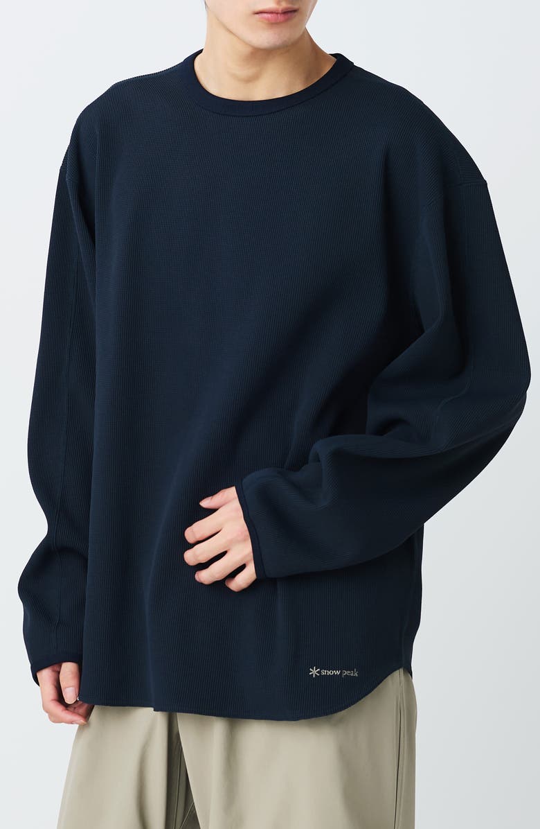 Snow Peak Dry Waffle Long Sleeve T-Shirt, Main, color, Dark Navy