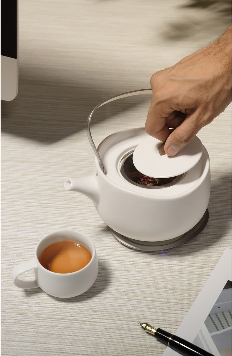 OHOM INC Leiph Self-heating Teapot Set, Alternate, color, Jasmine White
