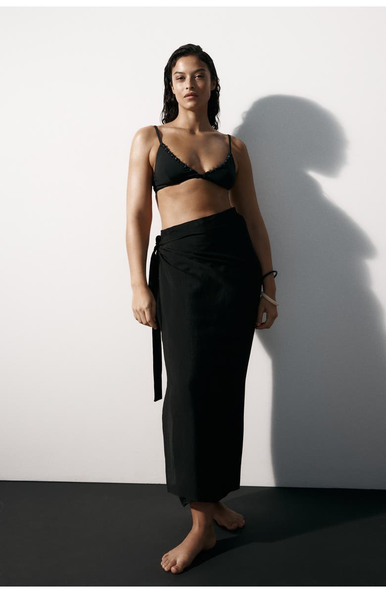 H&M Triangle Bikini Top, Alternate, color, Black