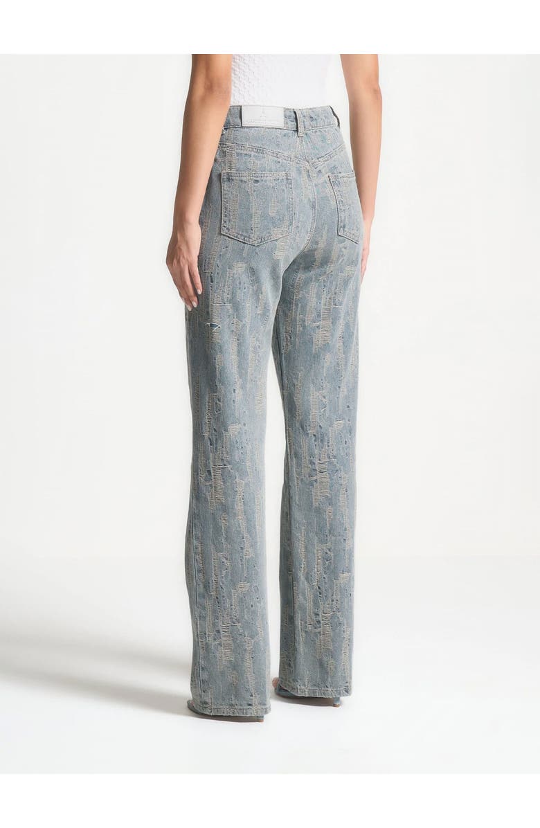 Manière De Voir Florence Distressed High Rise Straight Leg Jeans, Alternate, color, Mid Blue