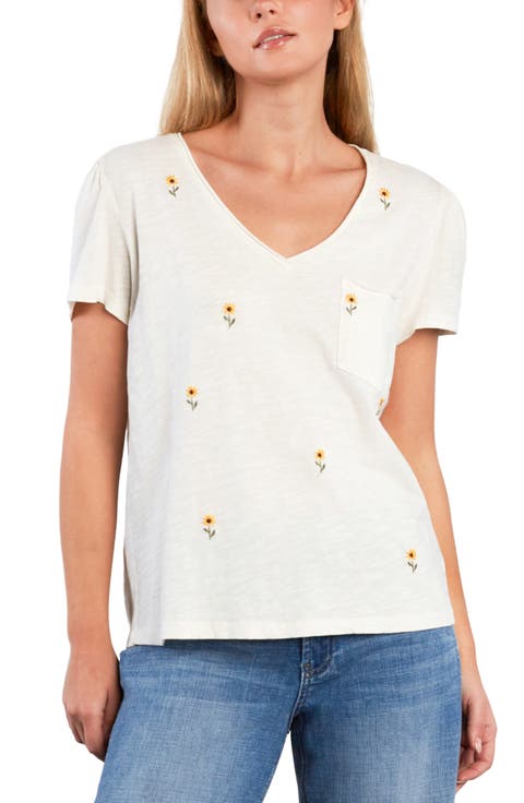 Sweet Embroidered Puff Shoulder T-Shirt