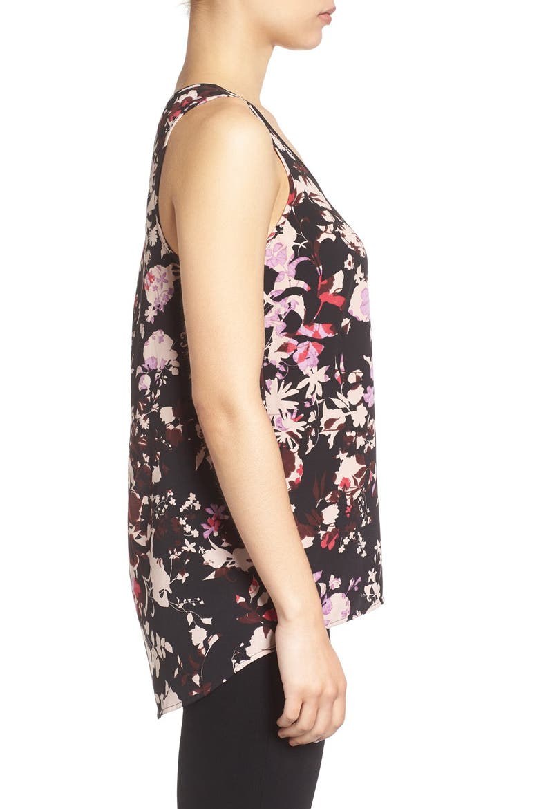 Scoop Neck Woven Tank, Alternate, color, BLACK- PINK FLORAL