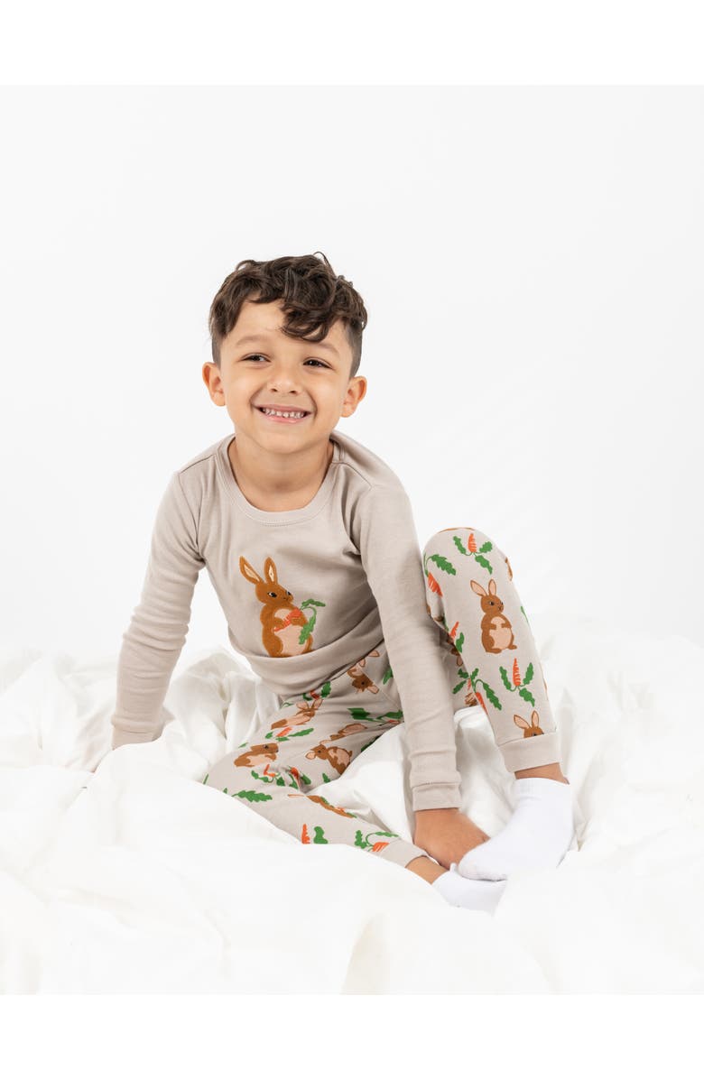 Leveret Kids Two-Piece Cotton Easter Matching Family Pajamas, Bunny Prints, Alternate, color, Rabbit