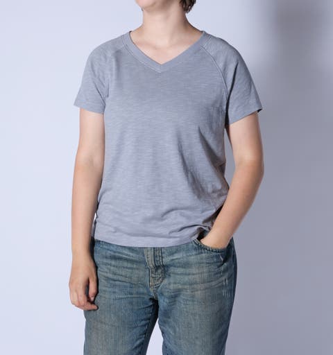 Jersey Slub Raglan V-Neck T-Shirt