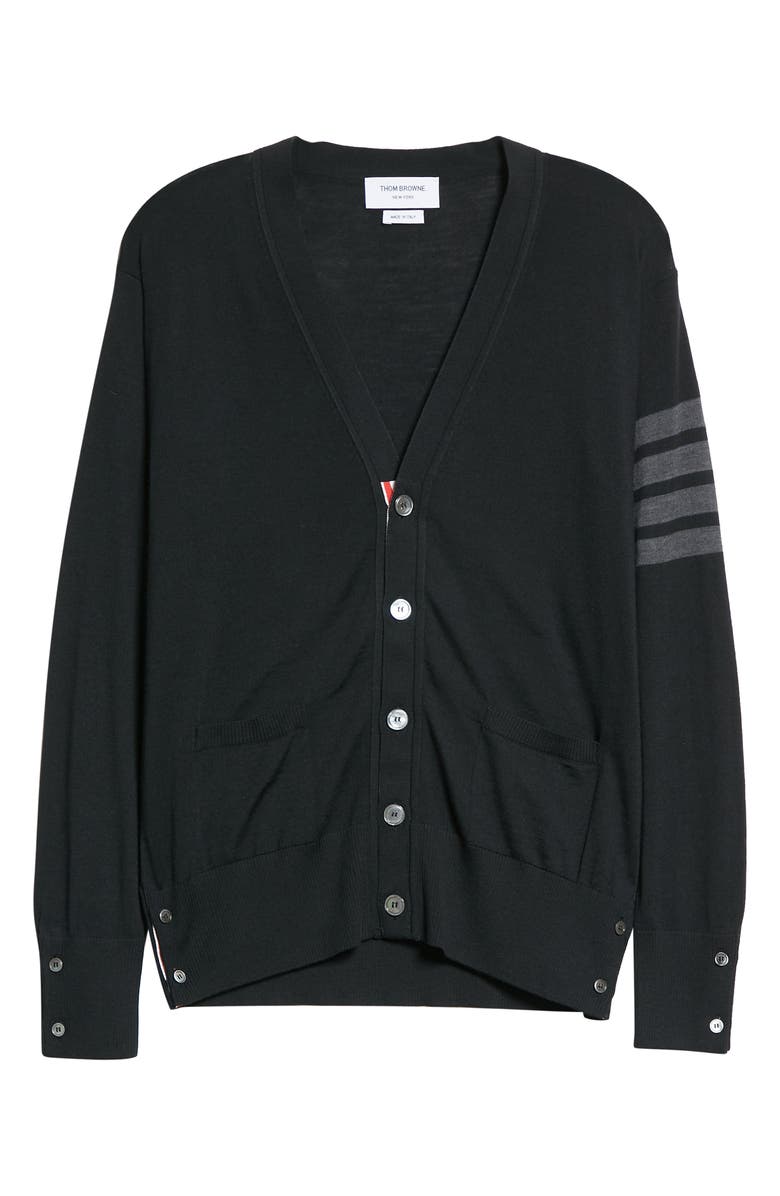 Thom Browne 4-Bar Merino Wool Cardigan, Alternate, color,
