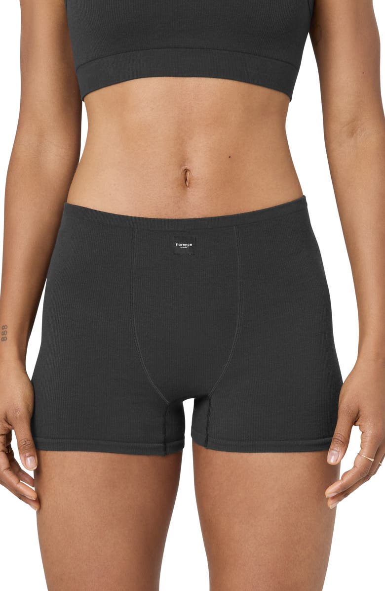Florence by Mills Softie Seamless Rib Shorts, Main, color, Black