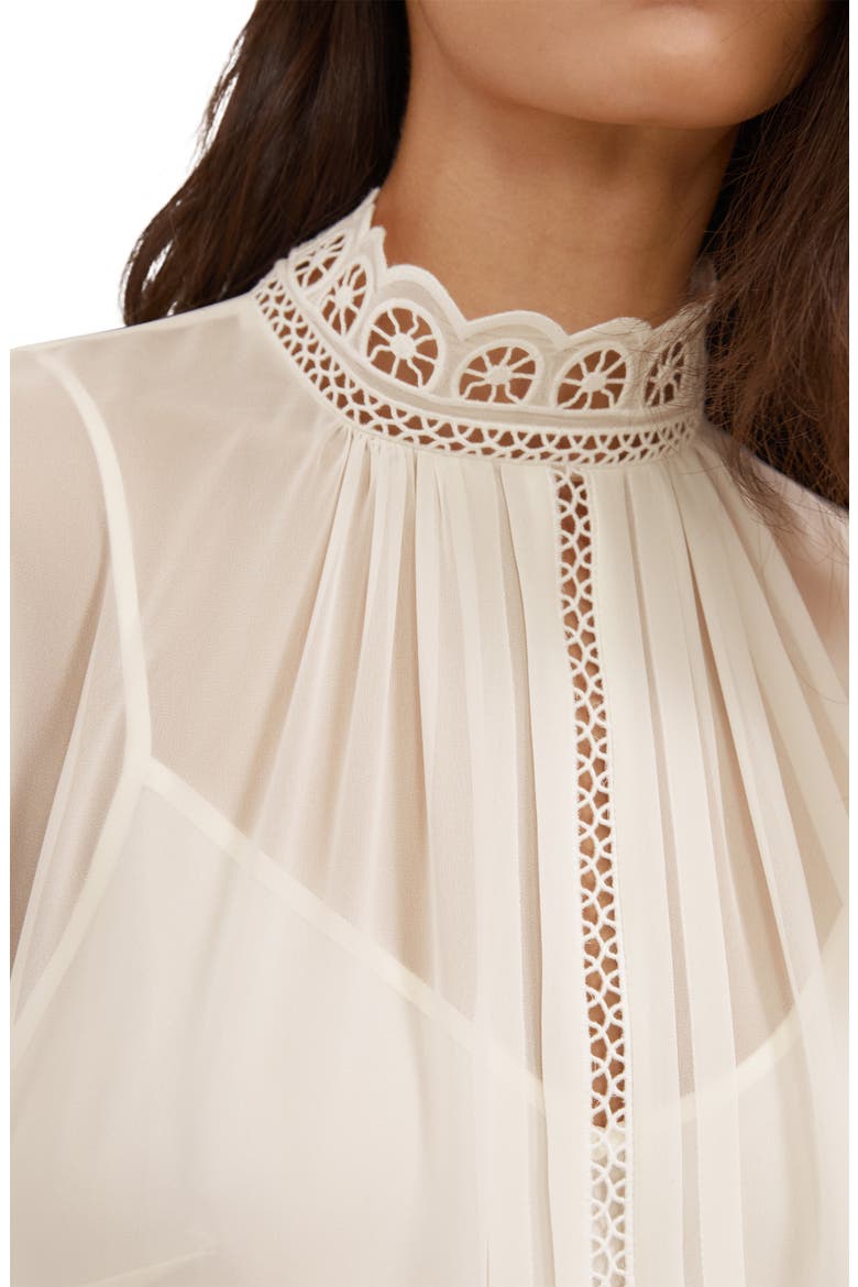 Ori Guipure Lace Trim Top, Alternate, color, CREAM