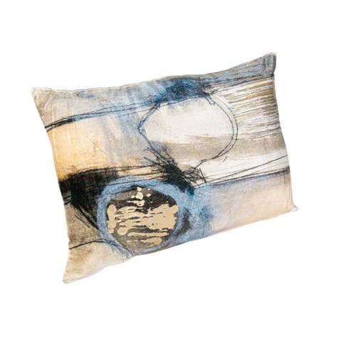 Cotton Velvet Printed Lumbar Pillow with Gold Foil, Multicolor