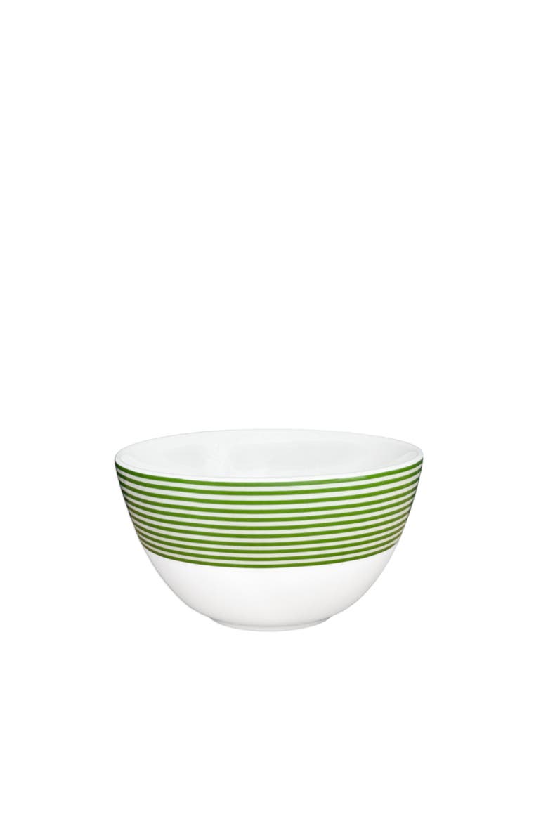 Caskata Newport Verde Stripe Cereal Bowl  - Porcelain - Set 4, Main, color, Green