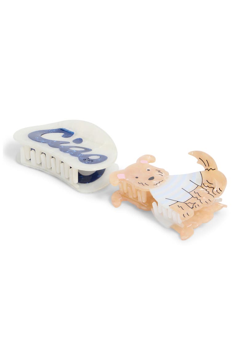 Italian Pup Assorted 2-Pack Claw Clips, Main, color, IVORY MULTI