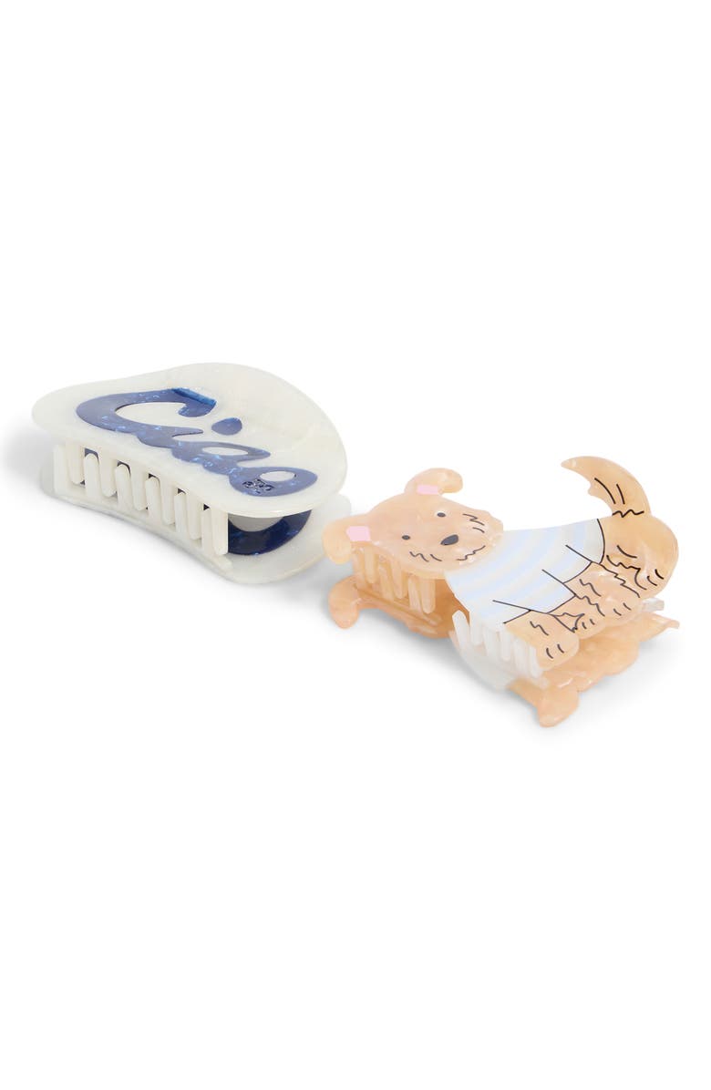 FRASIER STERLING Italian Pup Assorted 2-Pack Claw Clips, Main, color, Ivory Multi