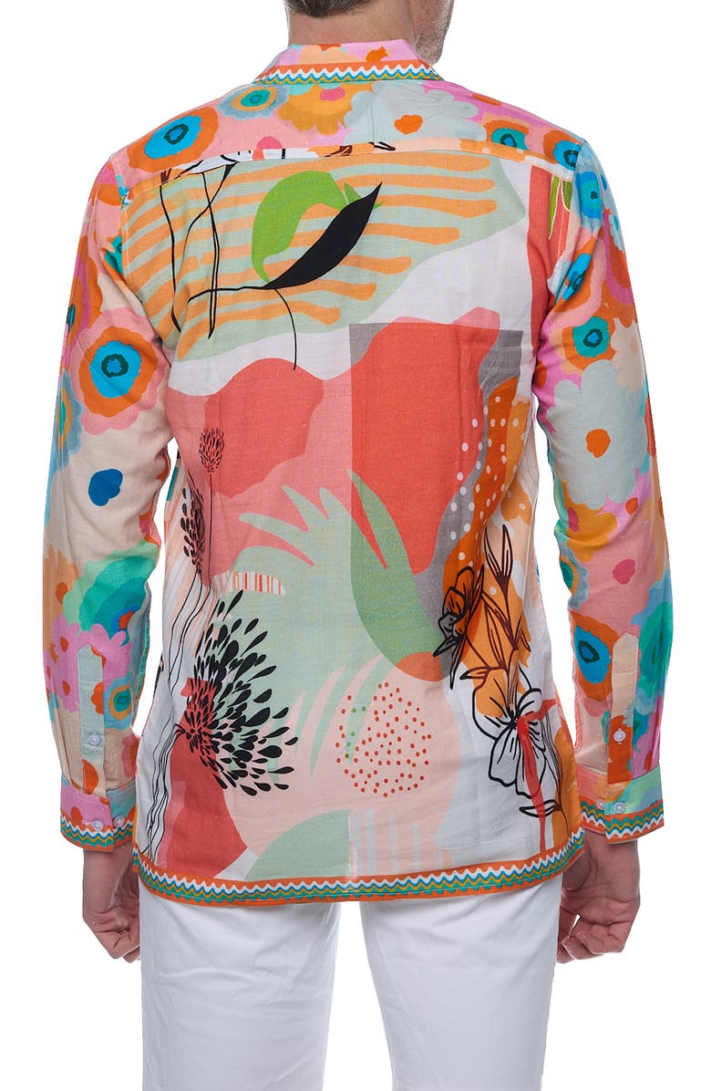 RANEES Resort Extra Trim Fit Linen & Cotton Button-Up Shirt, Alternate, color,