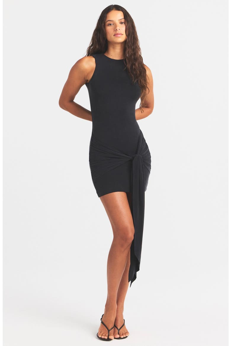Cupro Jersey Wrap Minidress, Alternate, color, OBSIDIAN