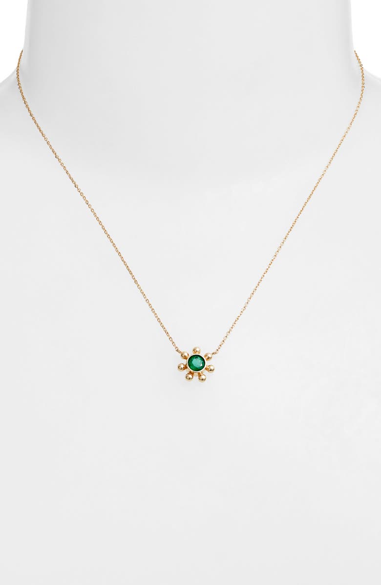 Anzie Dew Drop Marine Emerald & 14K Gold Pendant Necklace, Alternate, color, Yellow Gold/ Emerald
