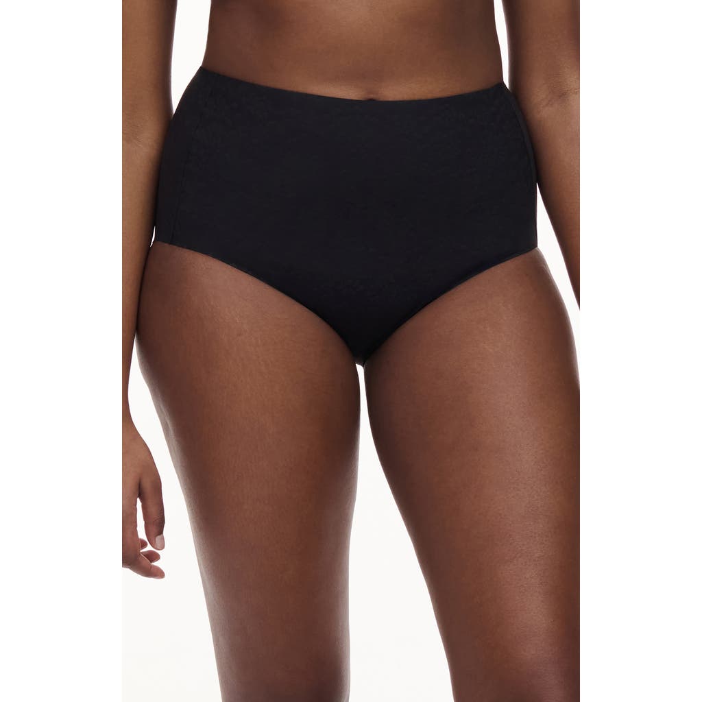 Shop Chantelle Lingerie Pure Lace High Waist Support Briefs In Black