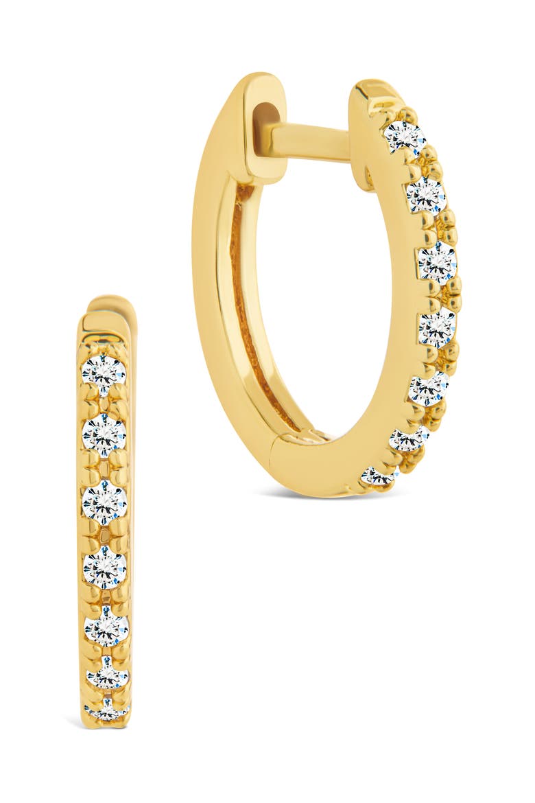 Dainty Cubic Zirconia Huggie Hoop Earrings, Main, color, GOLD