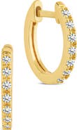 Sterling Forever Dainty Cubic Zirconia Huggie Hoop Earrings